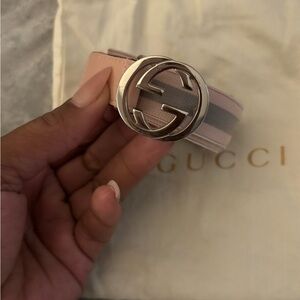Gucci Pink and Gray Kids Girls Belt